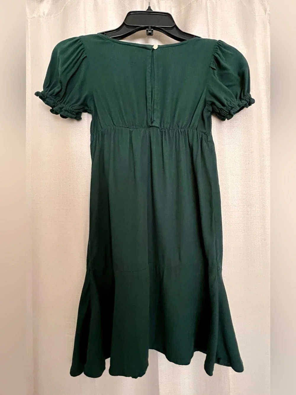 Old Navy Girls Forest Green Puff Sleeve Dress Size L 10-12